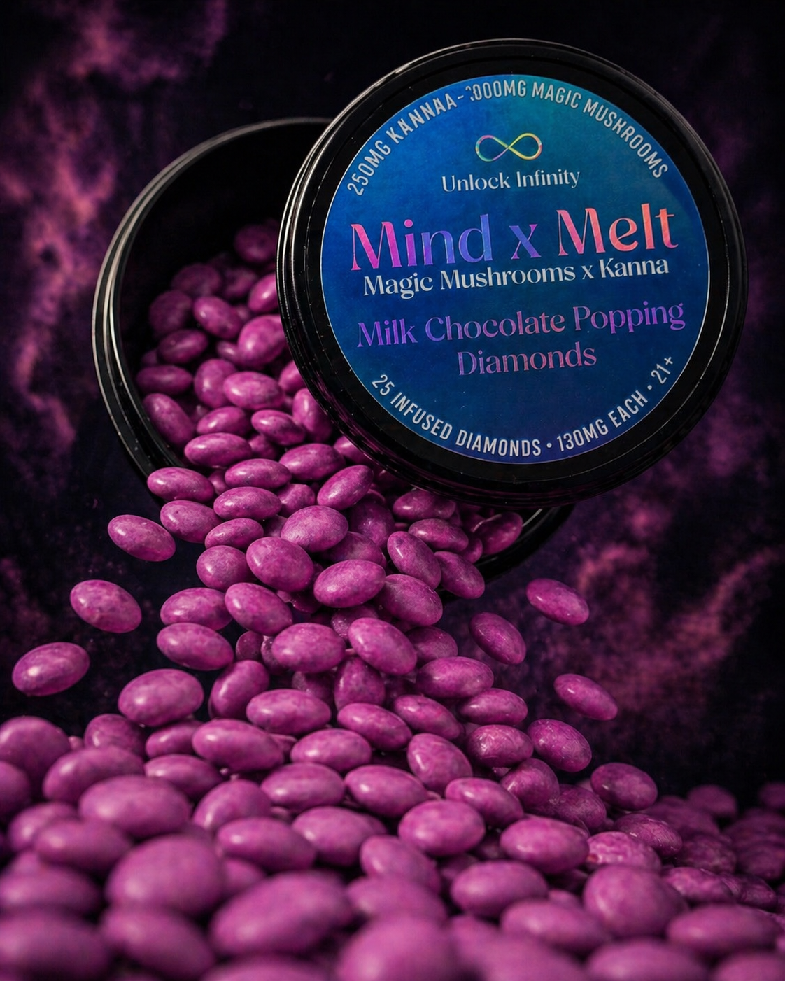 Mind x Melt Popping Diamonds spilling in cosmic composition